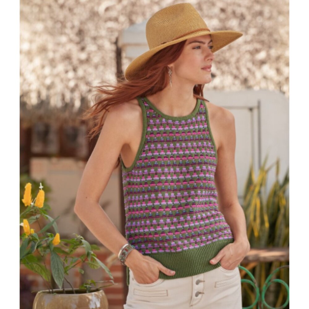 Sundance Living Kitts Cotton Blend Sweater Tank Top NWT Green XS